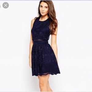 ASOS Navy blue lace skater dress